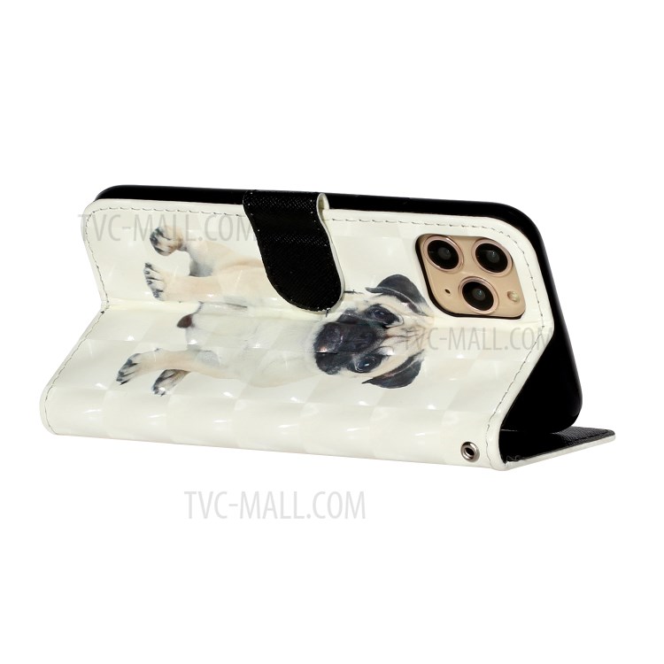 Light Spot Decor Embossed Leather Wallet Phone Case for Apple iPhone 11 Pro 5.8 inch - Dog-6