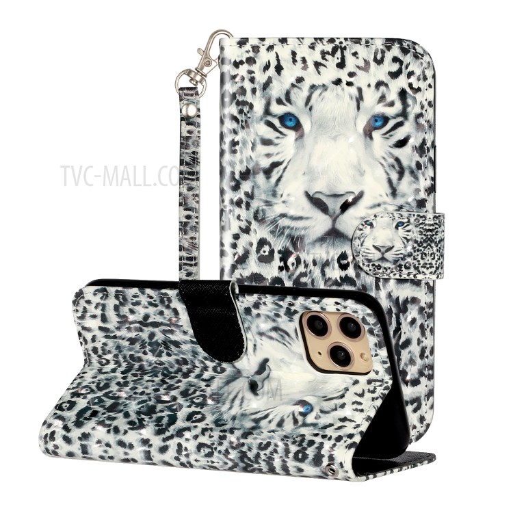Light Spot Decor Embossed Leather Wallet Phone Case for Apple iPhone 11 Pro 5.8 inch - Leopard Face-1