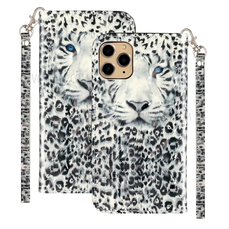 Light Spot Decor Embossed Leather Wallet Phone Case for Apple iPhone 11 Pro 5.8 inch - Leopard Face-2