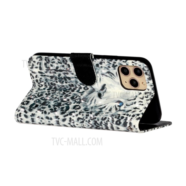 Light Spot Decor Embossed Leather Wallet Phone Case for Apple iPhone 11 Pro 5.8 inch - Leopard Face-6