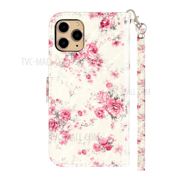 Light Spot Decor Embossed Leather Wallet Phone Case for Apple iPhone 11 Pro 5.8 inch - Flower-4