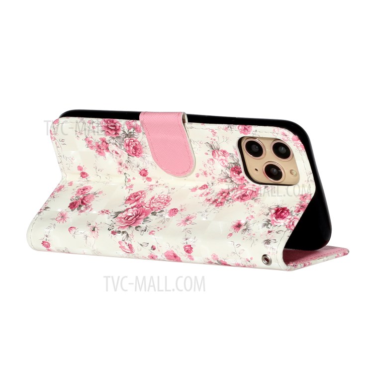 Light Spot Decor Embossed Leather Wallet Phone Case for Apple iPhone 11 Pro 5.8 inch - Flower-6