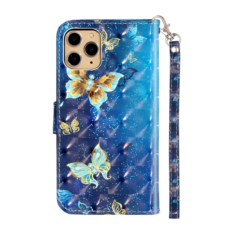 Décoration Spot Lumineux À Motifs En Relief Cas Portefeuille En Cuir Pour Apple IPhone 11 Pro Max 6,5 Pouces - Papillon-4