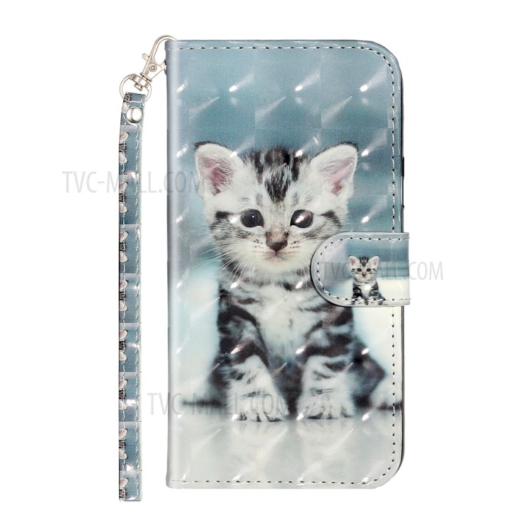 Décoration Spot Lumineux À Motifs En Relief Cas Portefeuille En Cuir Pour Apple IPhone 11 Pro Max 6,5 Pouces - Chat-3