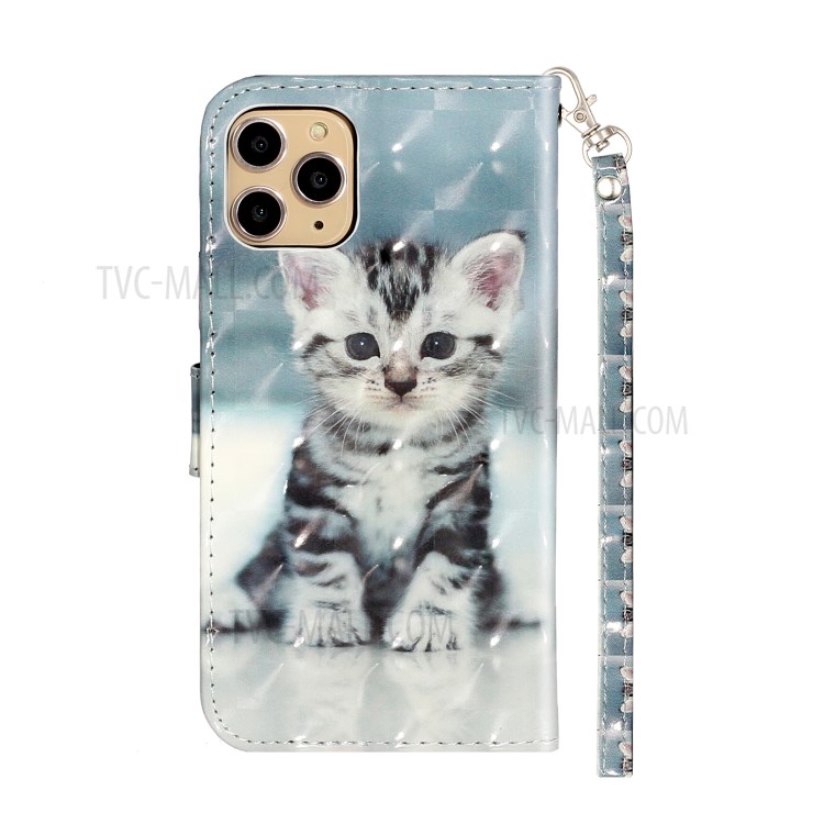 Décoration Spot Lumineux À Motifs En Relief Cas Portefeuille En Cuir Pour Apple IPhone 11 Pro Max 6,5 Pouces - Chat-4