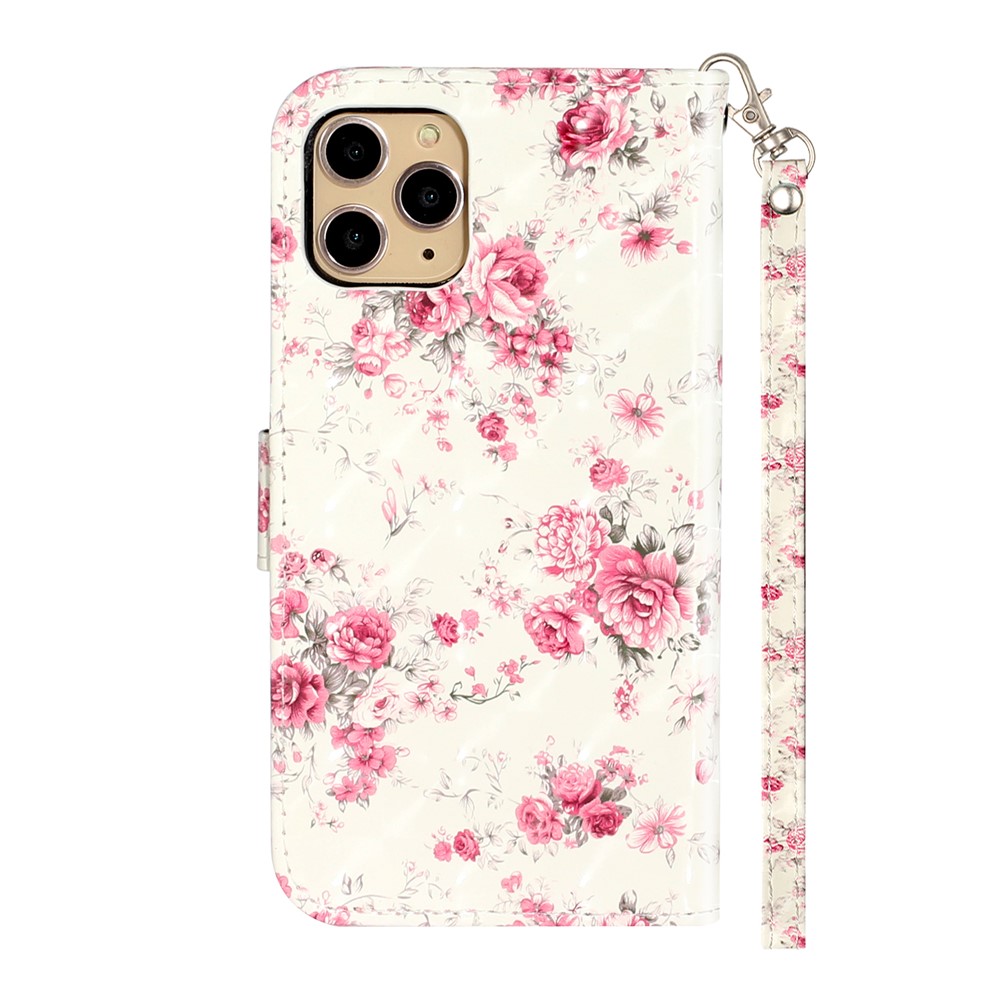 Light Spot Decor Patterned Embossed Leather Wallet Case for Apple iPhone 11 Pro Max 6.5 inch - Flower-3