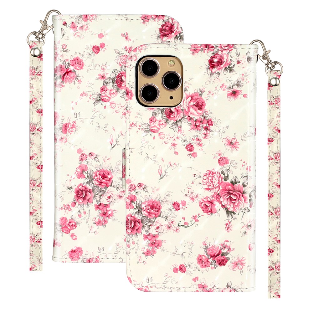 Light Spot Decor Patterned Embossed Leather Wallet Case for Apple iPhone 11 Pro Max 6.5 inch - Flower-6