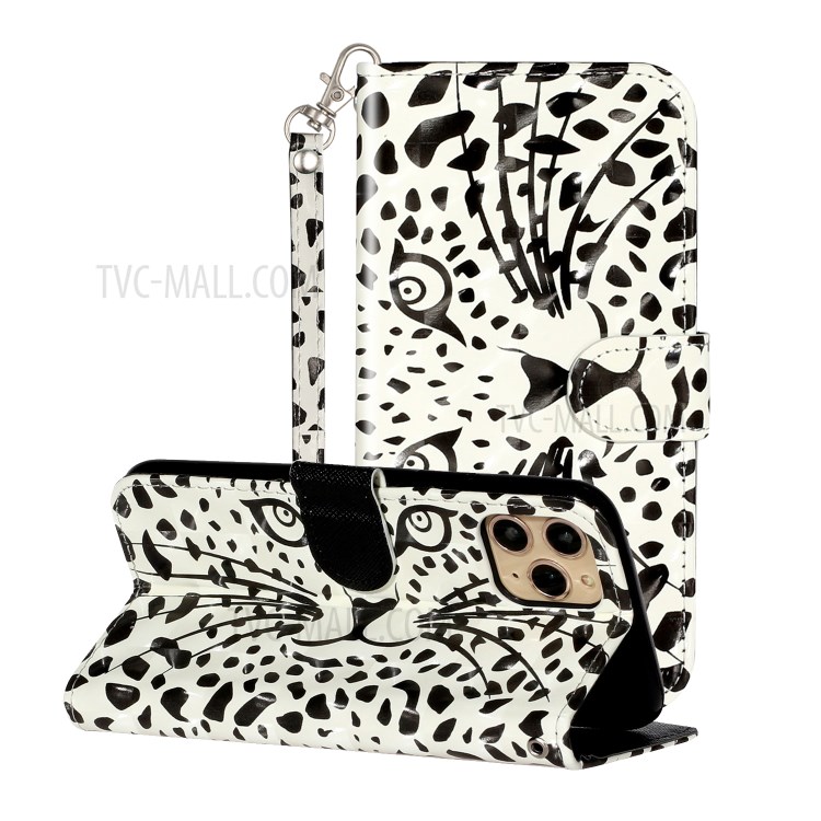 Light Spot Decor Patterned Embossed Leather Wallet Case for Apple iPhone 11 Pro Max 6.5 inch - Cartoon Leopard-1