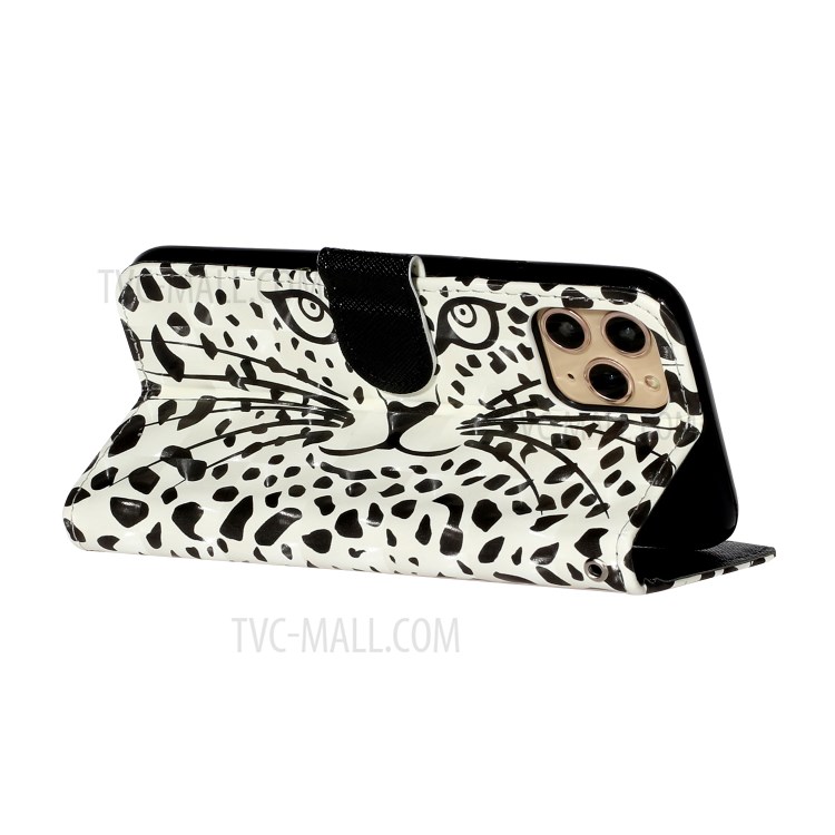 Light Spot Decor Patterned Embossed Leather Wallet Case for Apple iPhone 11 Pro Max 6.5 inch - Cartoon Leopard-6