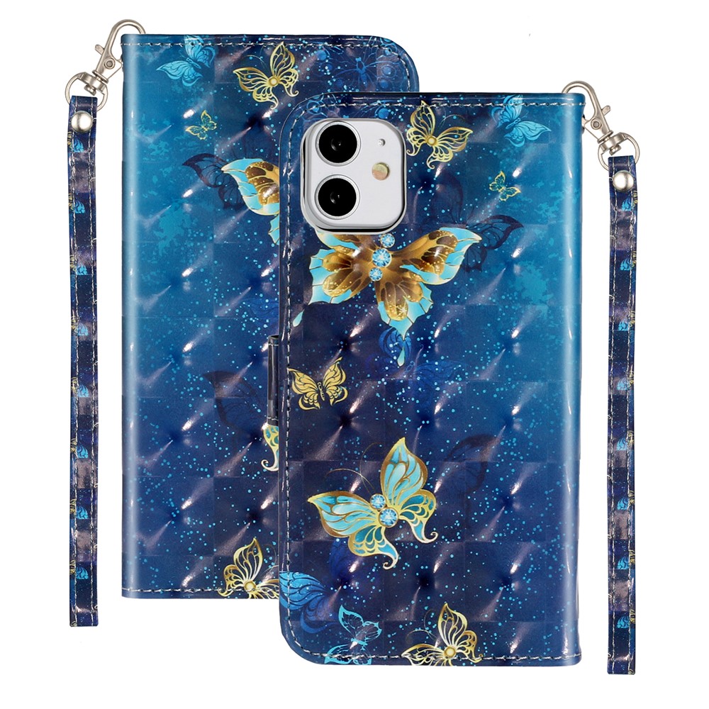 Light Spot Decor Embossed Pattern Leather Wallet Phone Case Shell for Apple iPhone 11 6.1 inch - Butterfly-2