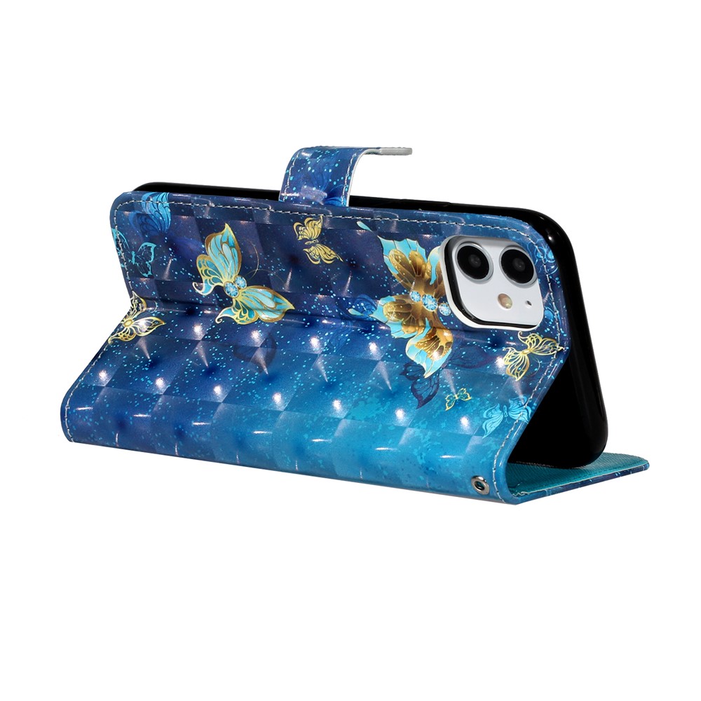 Light Spot Decor Embossed Pattern Leather Wallet Phone Case Shell for Apple iPhone 11 6.1 inch - Butterfly-5