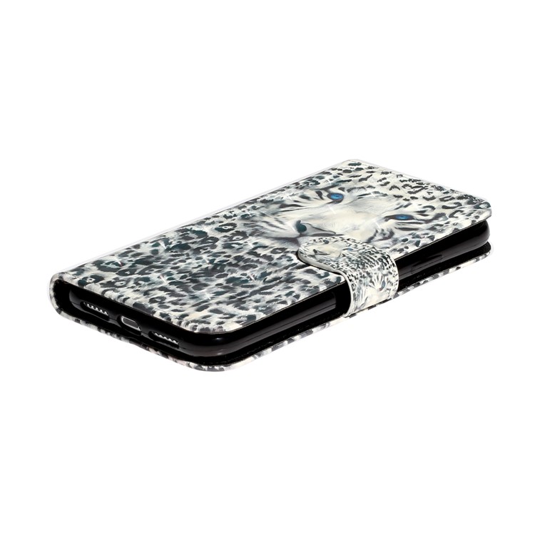 Decorazioni a Punto Leggero Modello in Rilievo in Cuoio Per il Telefono Shell Per Apple Iphone 11 6,1 Pollici - Faccia Leopardo