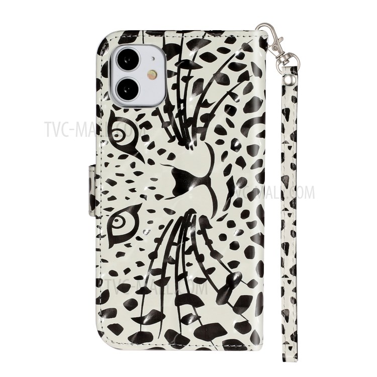 Light Spot Decor Embossed Pattern Leather Wallet Phone Case Shell for Apple iPhone 11 6.1 inch - Cartoon Leopard-4
