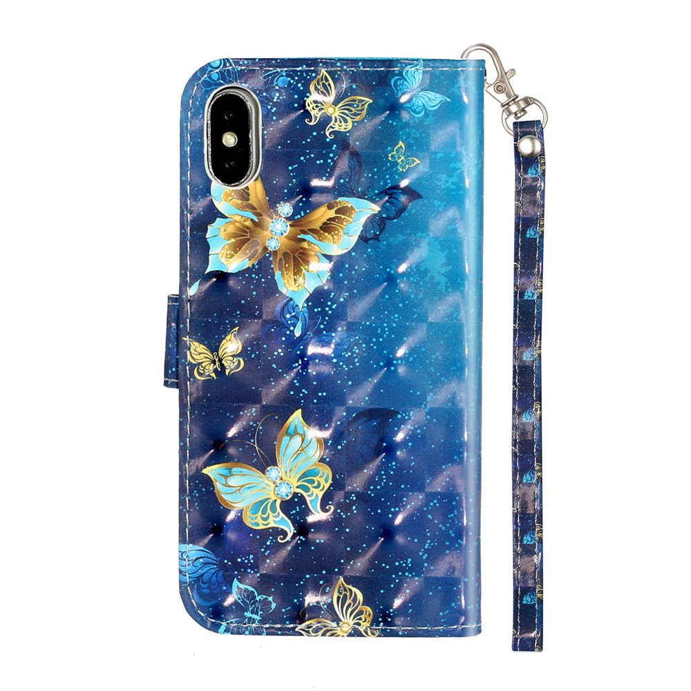 Light Spot Decor Pattern Printing Wallet Stand Leather Phone Case for iPhone X/XS 5.8 inch - Butterfly-4