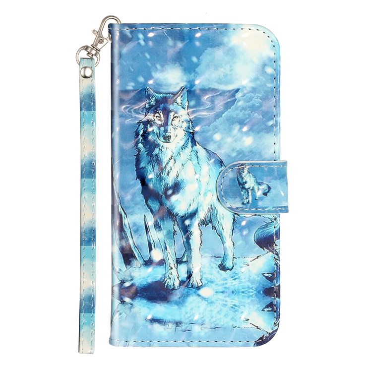 Light Spot Decor Pattern Printing Wallet Stand Leather Phone Case for iPhone X/XS 5.8 inch - Wolf-3