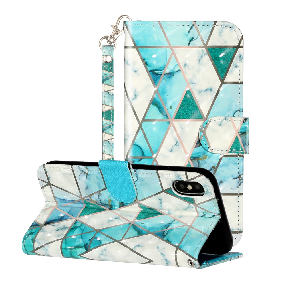 Light Spot Decor Pattern Printing Wallet Stand Leather Phone Case for iPhone X/XS 5.8 inch - Stone Grain-1