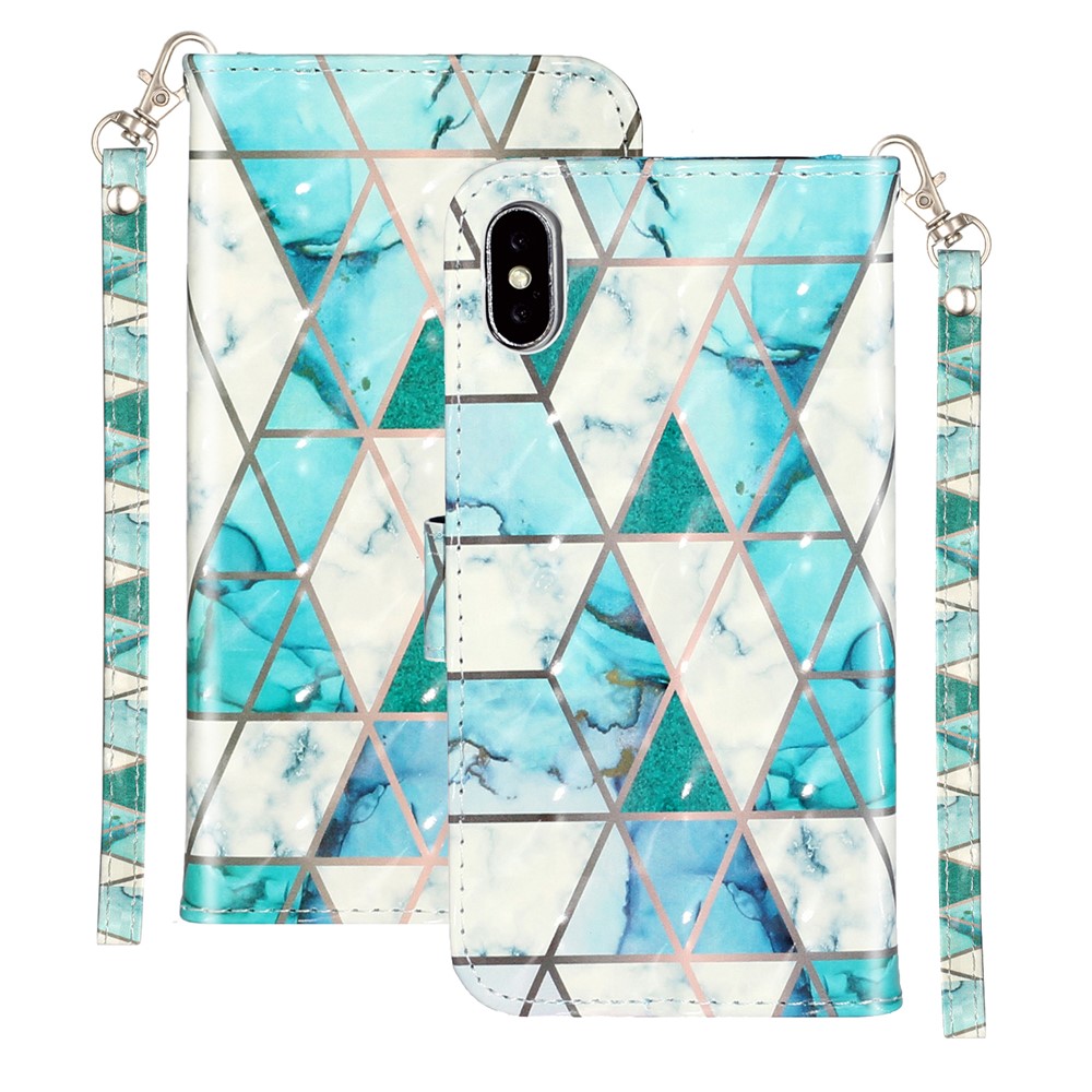 Light Spot Decor Pattern Printing Wallet Stand Leather Phone Case for iPhone X/XS 5.8 inch - Stone Grain-2
