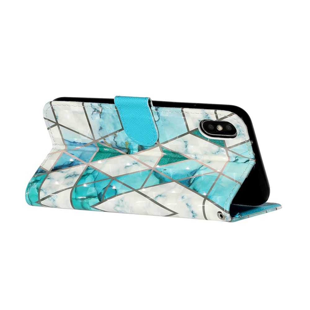 Light Spot Decor Pattern Printing Wallet Stand Leather Phone Case for iPhone X/XS 5.8 inch - Stone Grain-6