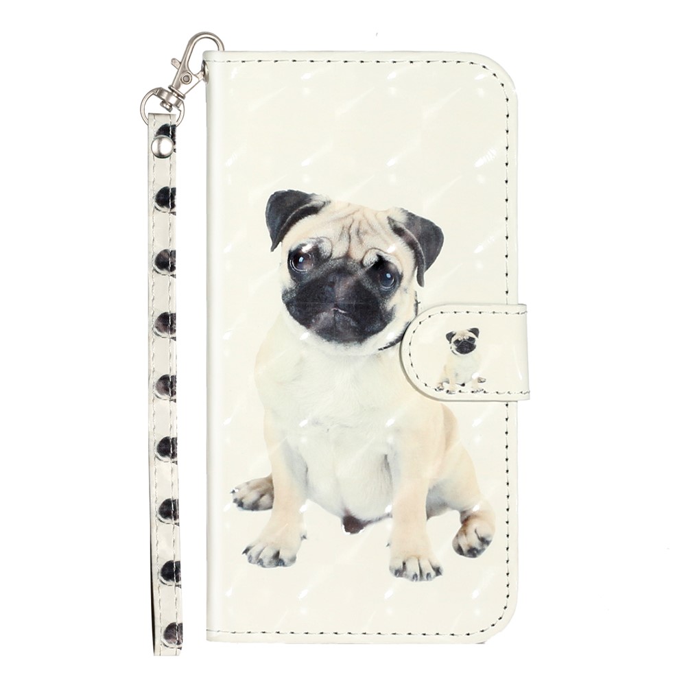 Light Spot Decor Pattern Printing Wallet Stand Leather Phone Case for iPhone X/XS 5.8 inch - Dog-3