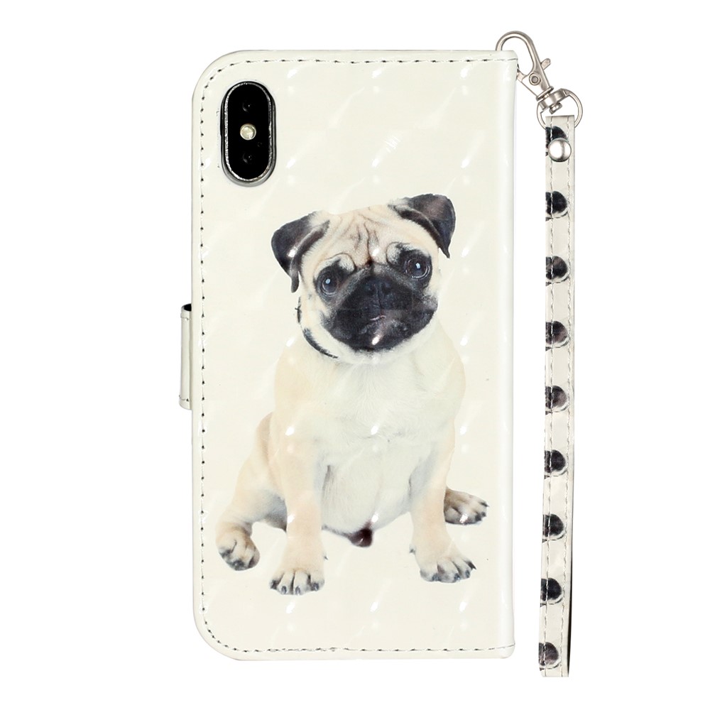 Light Spot Decor Pattern Printing Wallet Stand Leather Phone Case for iPhone X/XS 5.8 inch - Dog-4