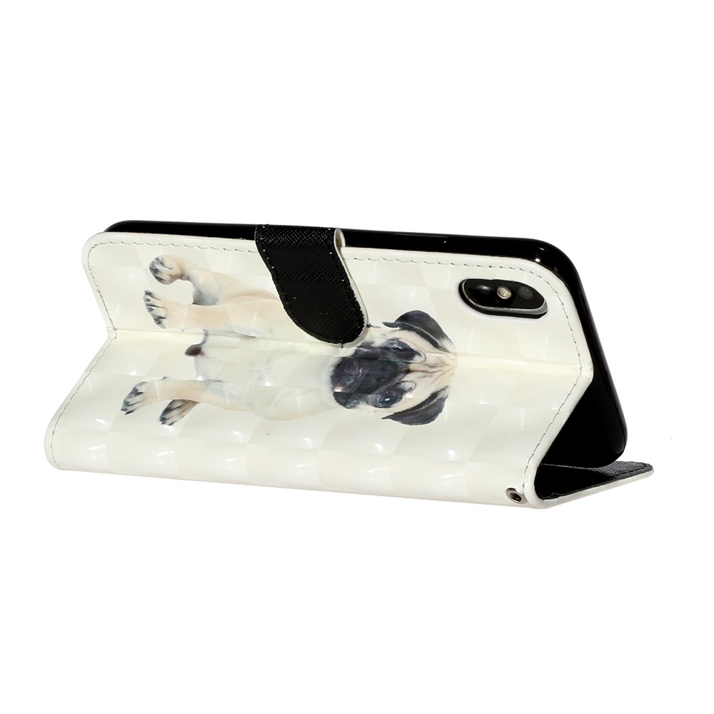 Light Spot Decor Pattern Printing Wallet Stand Leather Phone Case for iPhone X/XS 5.8 inch - Dog-6