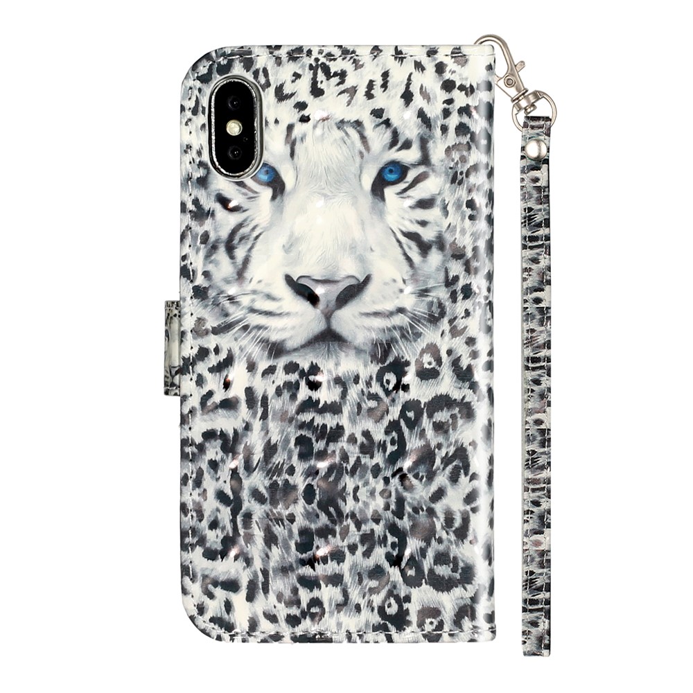 Light Spot Decor Pattern Printing Wallet Stand Leather Phone Case for iPhone X/XS 5.8 inch - Leopard-4