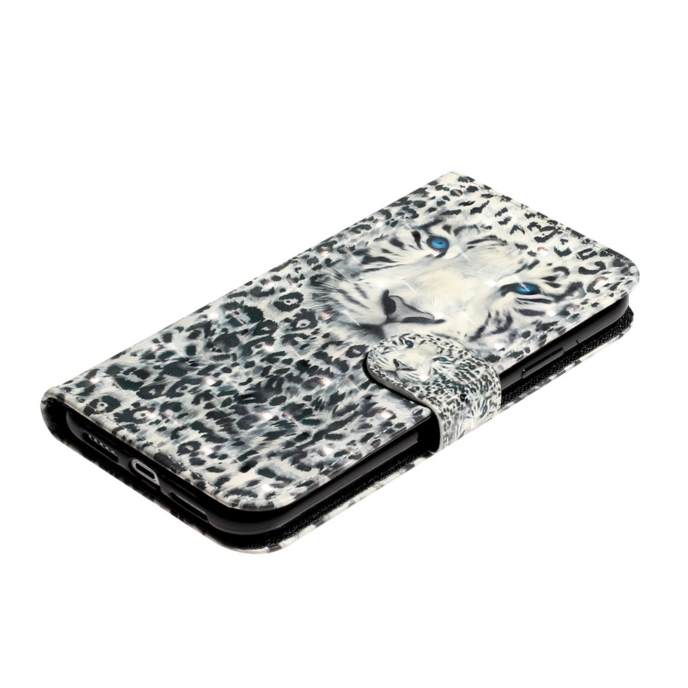 Light Spot Decor Pattern Printing Wallet Stand Leather Phone Case for iPhone X/XS 5.8 inch - Leopard-5