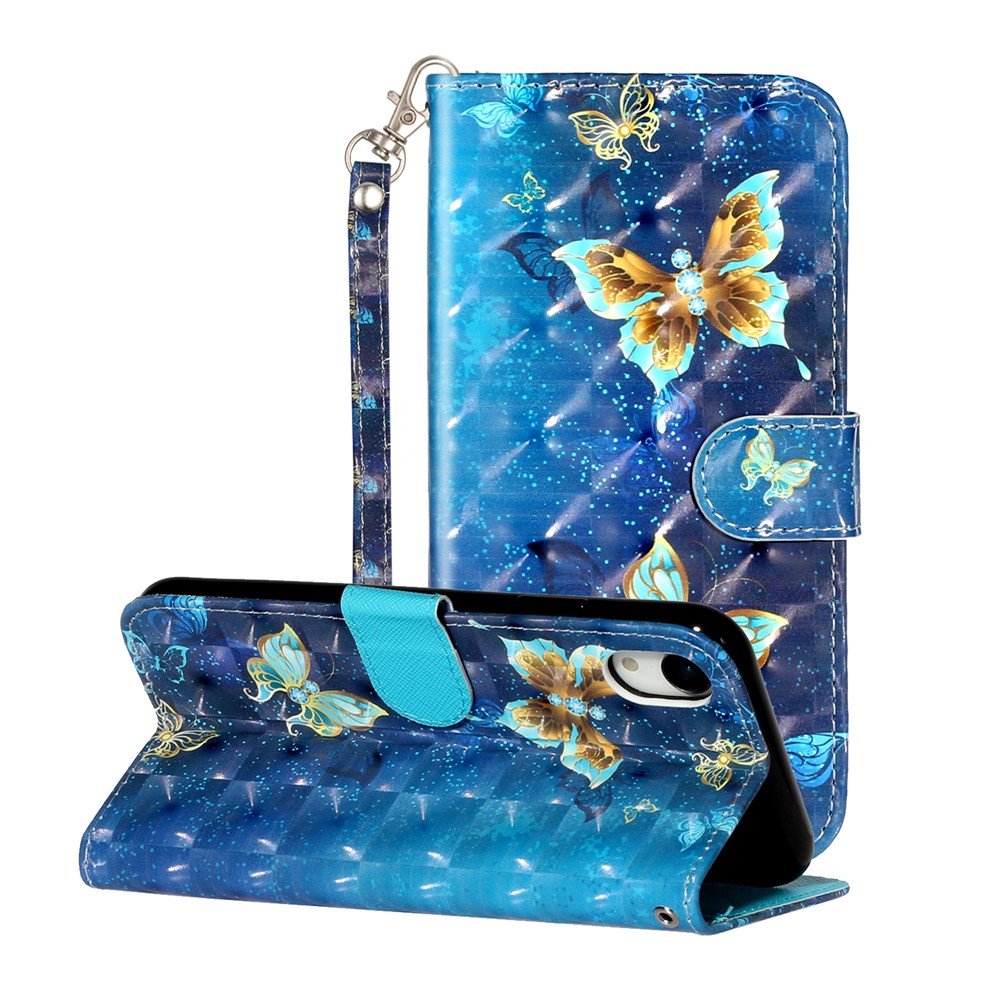 L'impression Du Motif Décor Spot Lumineux Portefeuille Support Shell Téléphone En Cuir Pour IPhone XR 6.1 Pouces - Papillon-1