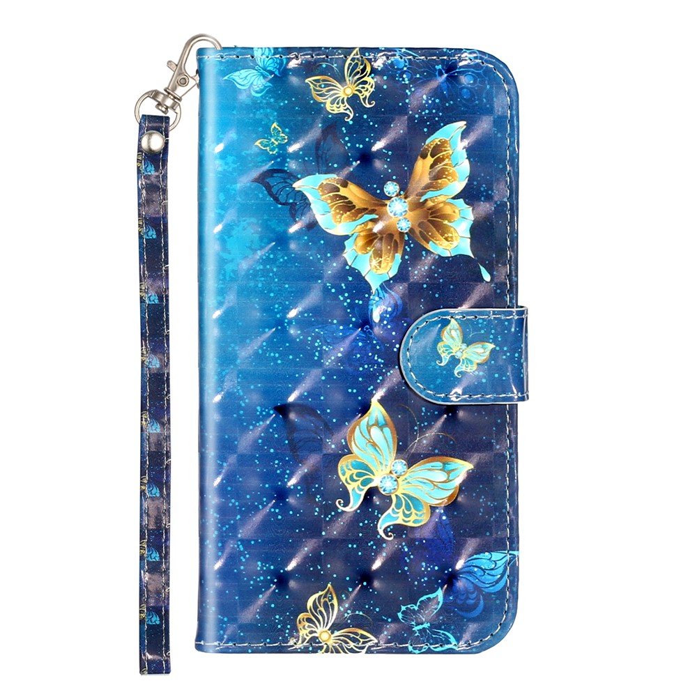 Motif de Décoration de Spot Léger du Portefeuille du Portefeuille Shell de Téléphone en Cuir Pour Iphone XR 6,1 Pouces - Papillon