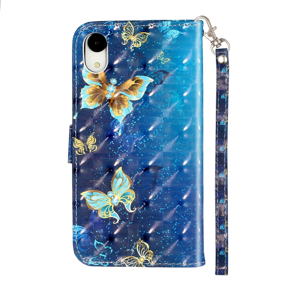 Motif de Décoration de Spot Léger du Portefeuille du Portefeuille Shell de Téléphone en Cuir Pour Iphone XR 6,1 Pouces - Papillon