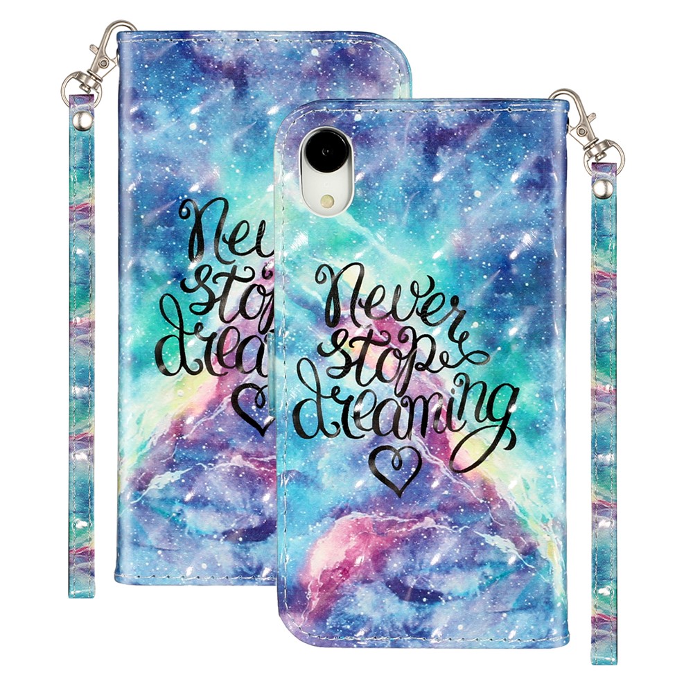Light Spot Decor Pattern Printing Wallet Stand Leather Phone Shell for iPhone XR 6.1 inch - Never Stop Dreaming-2