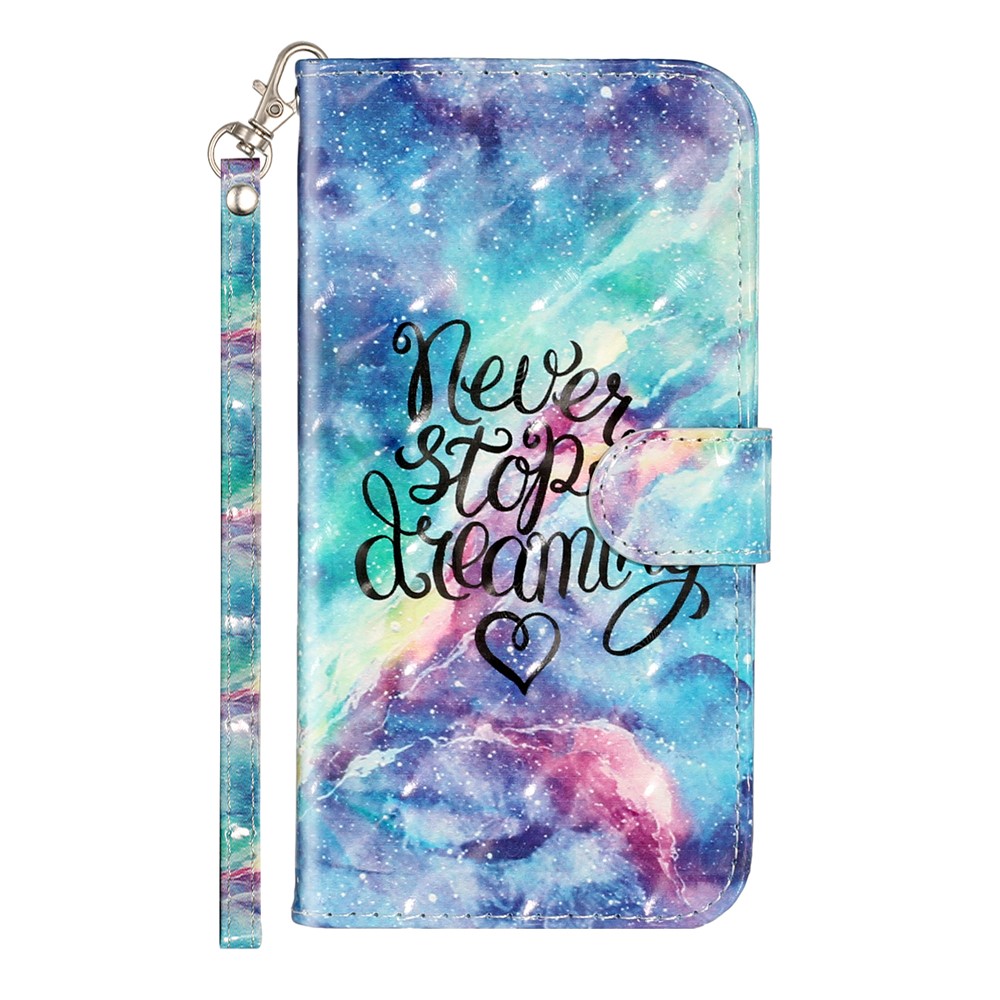 Light Spot Decor Pattern Printing Wallet Stand Leather Phone Shell for iPhone XR 6.1 inch - Never Stop Dreaming-3