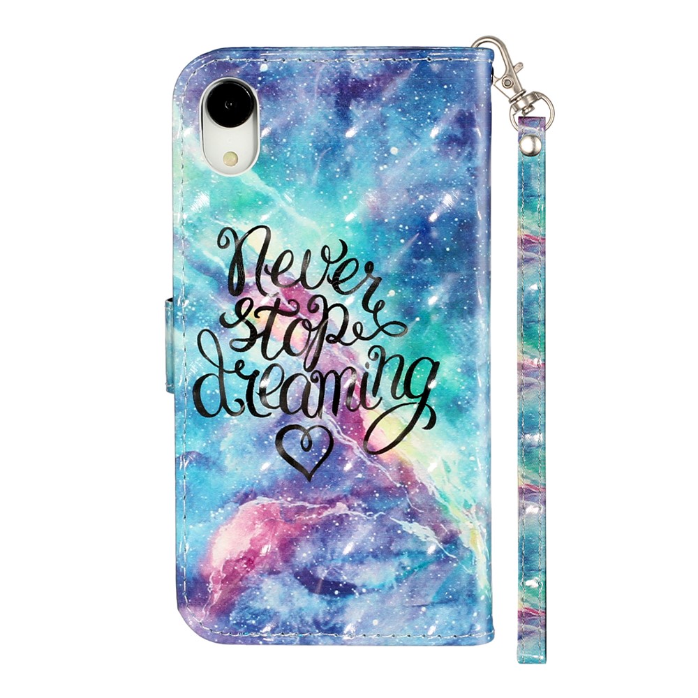 Light Spot Decor Pattern Printing Wallet Stand Leather Phone Shell for iPhone XR 6.1 inch - Never Stop Dreaming-4