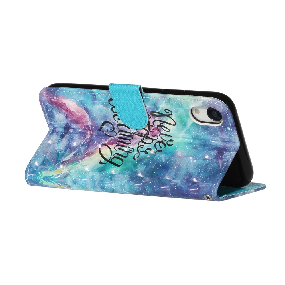 Light Spot Decor Pattern Printing Wallet Stand Leather Phone Shell for iPhone XR 6.1 inch - Never Stop Dreaming-6
