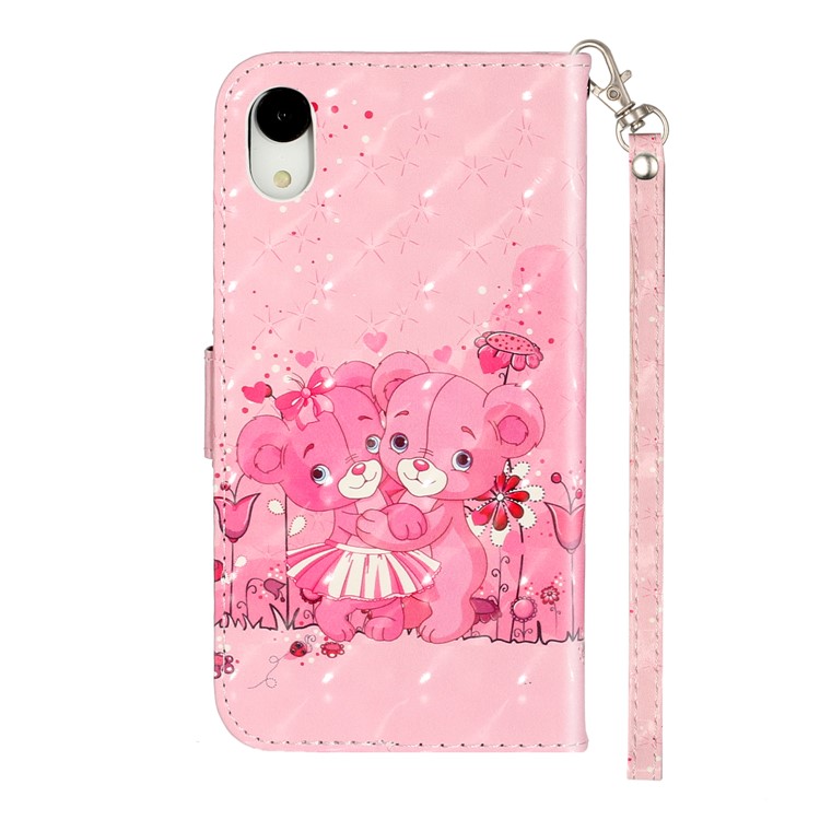 Motif de Décoration de Spot Léger du Portefeuille du Portefeuille Shell de Téléphone en Cuir Pour Iphone XR 6,1 Pouces - Ours