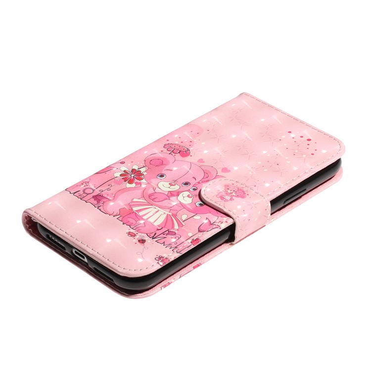 Motif de Décoration de Spot Léger du Portefeuille du Portefeuille Shell de Téléphone en Cuir Pour Iphone XR 6,1 Pouces - Ours