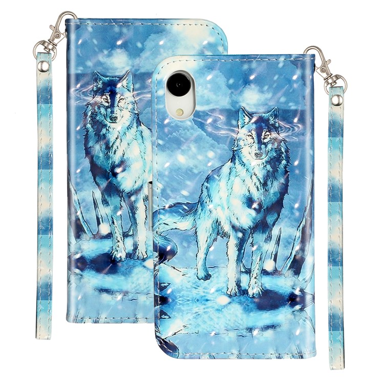 Light Spot Decor Pattern Printing Wallet Stand Leather Phone Shell for iPhone XR 6.1 inch - Wolf-2