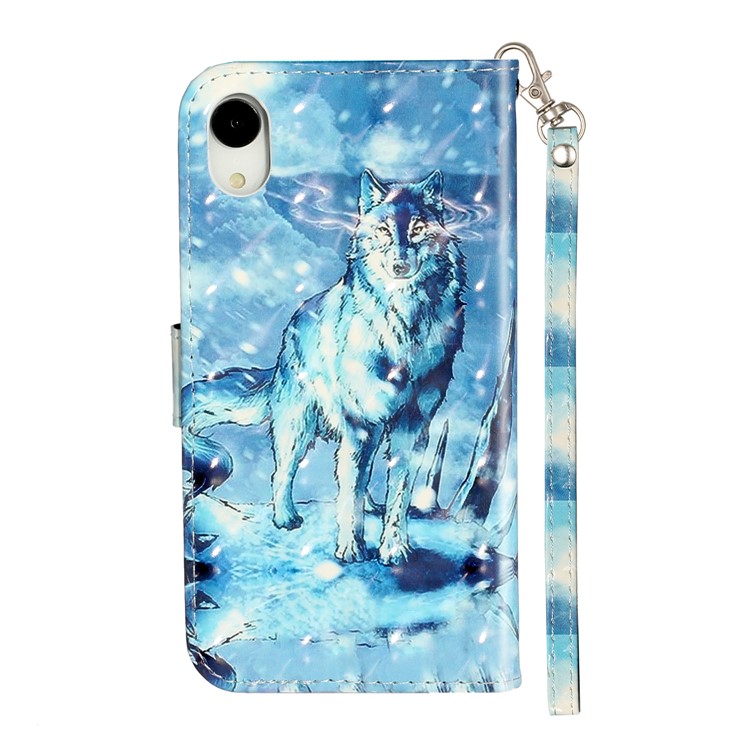 Light Spot Decor Pattern Printing Wallet Stand Leather Phone Shell for iPhone XR 6.1 inch - Wolf-4