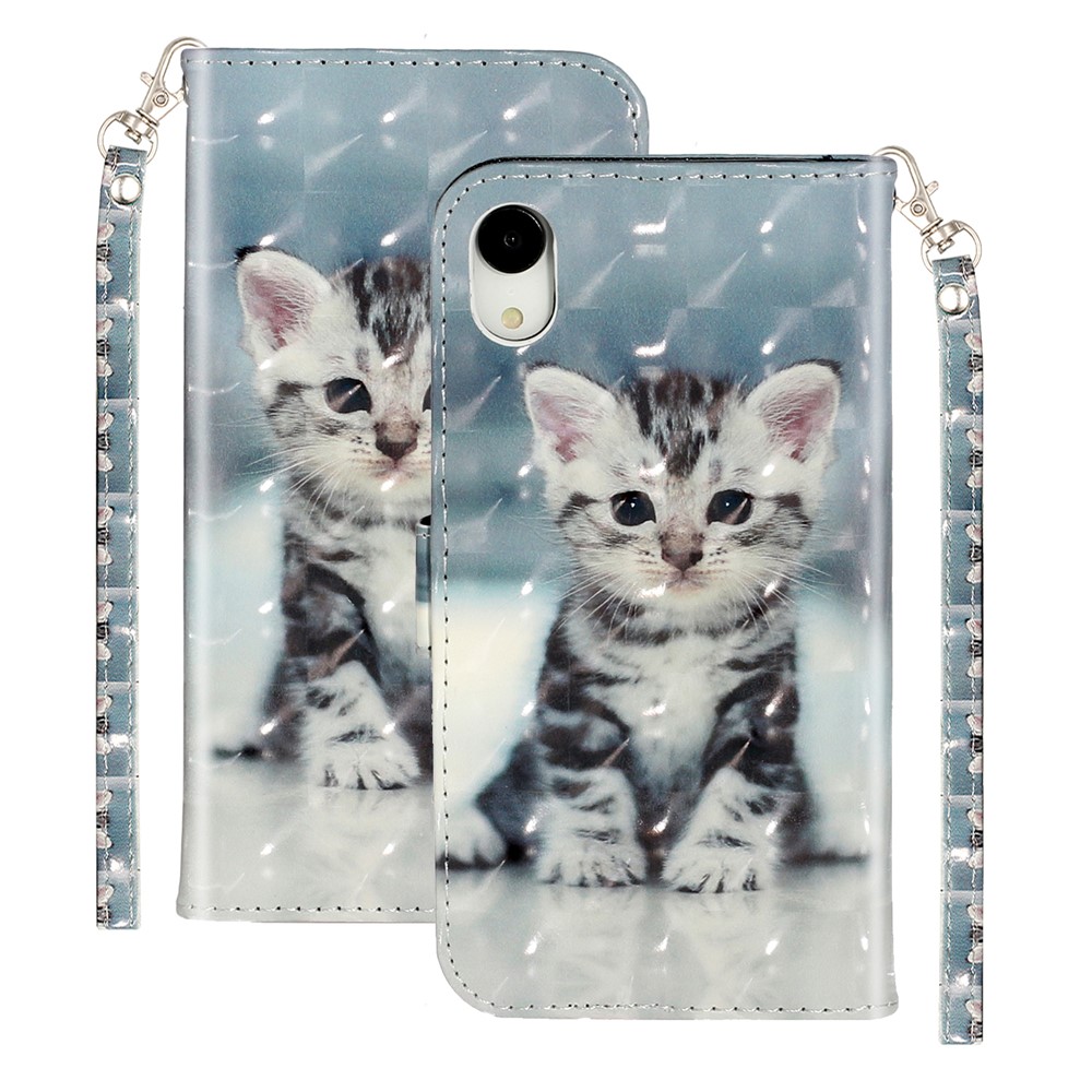 Motif de Décoration de Spot Léger du Portefeuille du Portefeuille Shell de Téléphone en Cuir Pour Iphone XR 6,1 Pouces - Chat