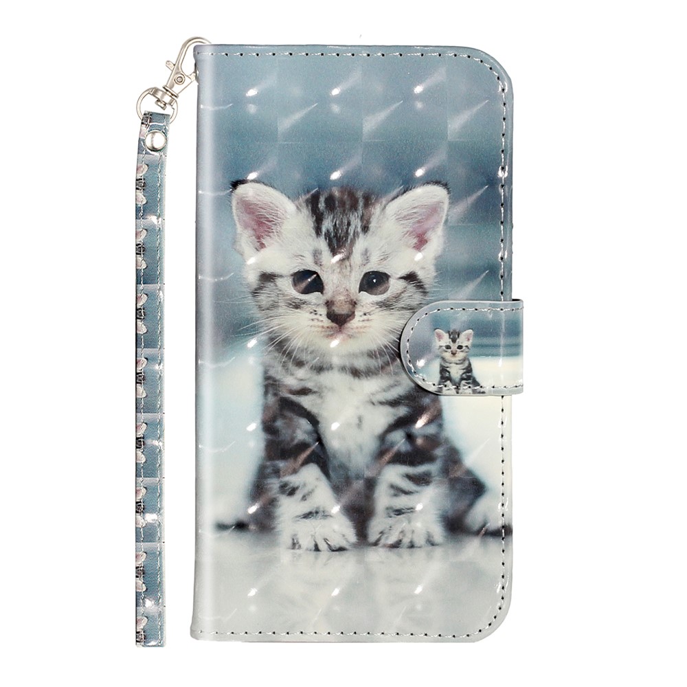 Motif de Décoration de Spot Léger du Portefeuille du Portefeuille Shell de Téléphone en Cuir Pour Iphone XR 6,1 Pouces - Chat