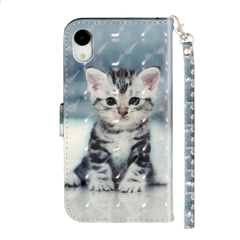 Light Spot Decor Pattern Printing Wallet Stand Leather Phone Shell for iPhone XR 6.1 inch - Cat-4