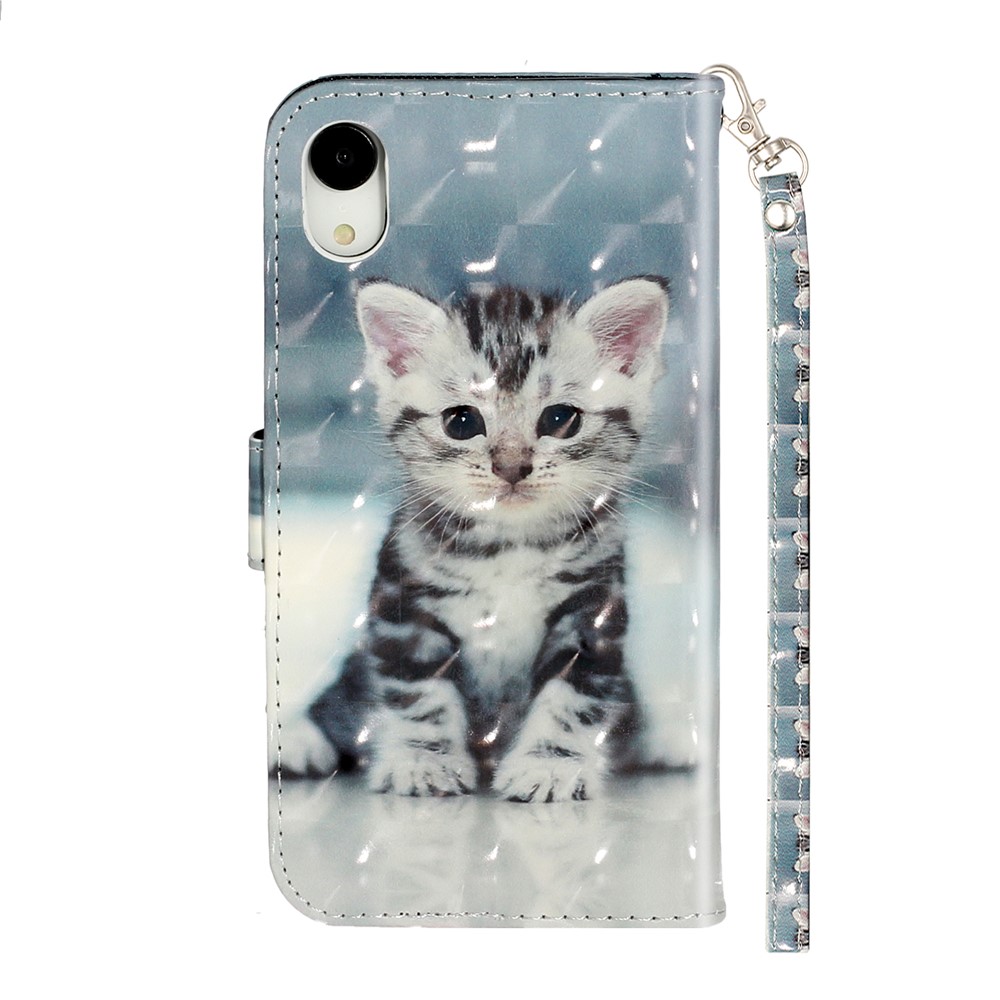 Motif de Décoration de Spot Léger du Portefeuille du Portefeuille Shell de Téléphone en Cuir Pour Iphone XR 6,1 Pouces - Chat