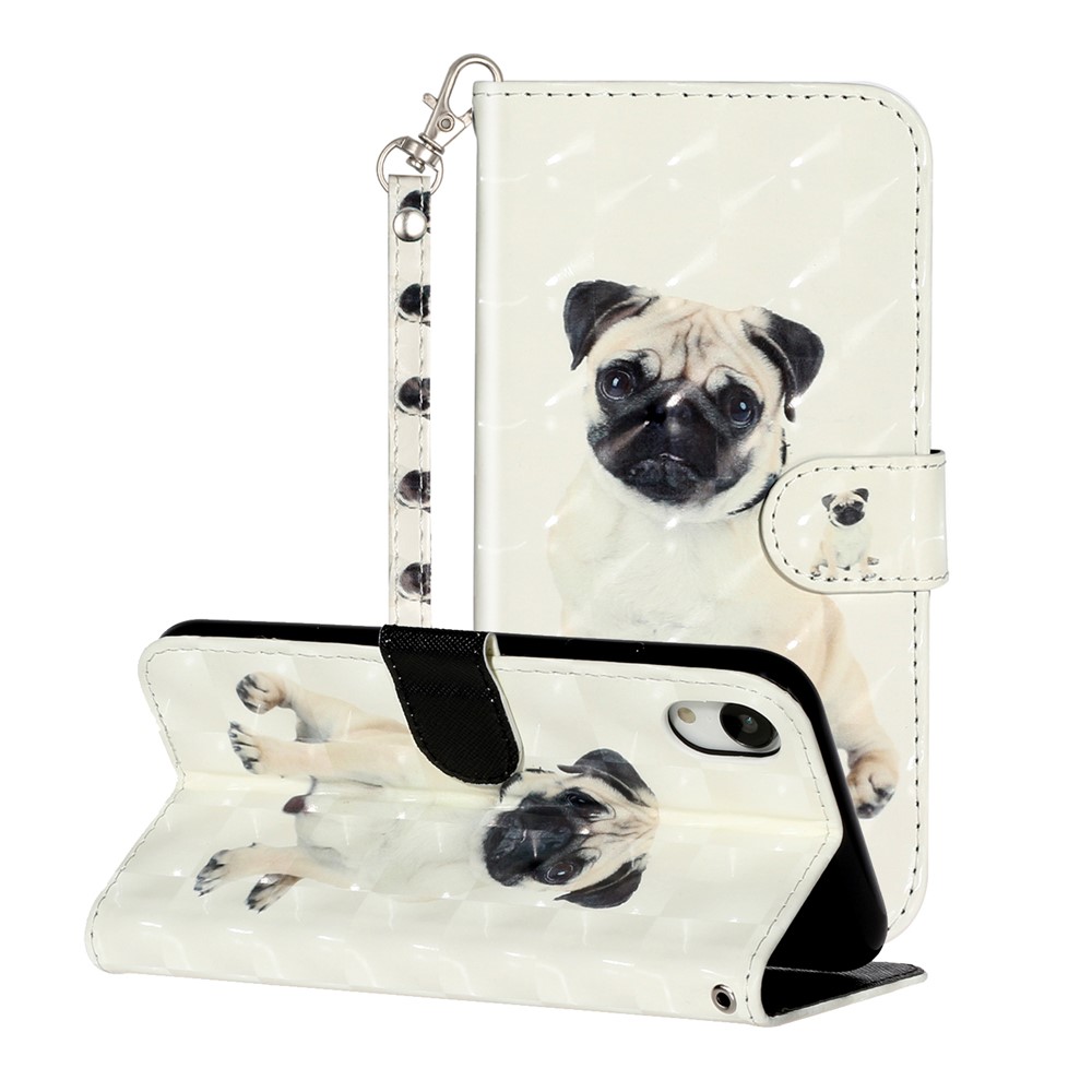Light Spot Decor Pattern Printing Wallet Stand Leather Phone Shell for iPhone XR 6.1 inch - Dog-1