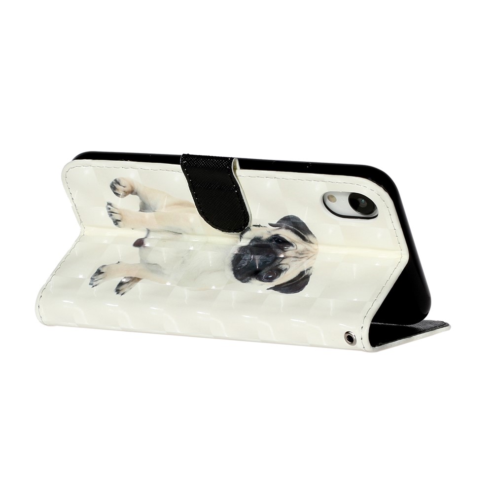 Light Spot Decor Pattern Printing Wallet Stand Leather Phone Shell for iPhone XR 6.1 inch - Dog-6