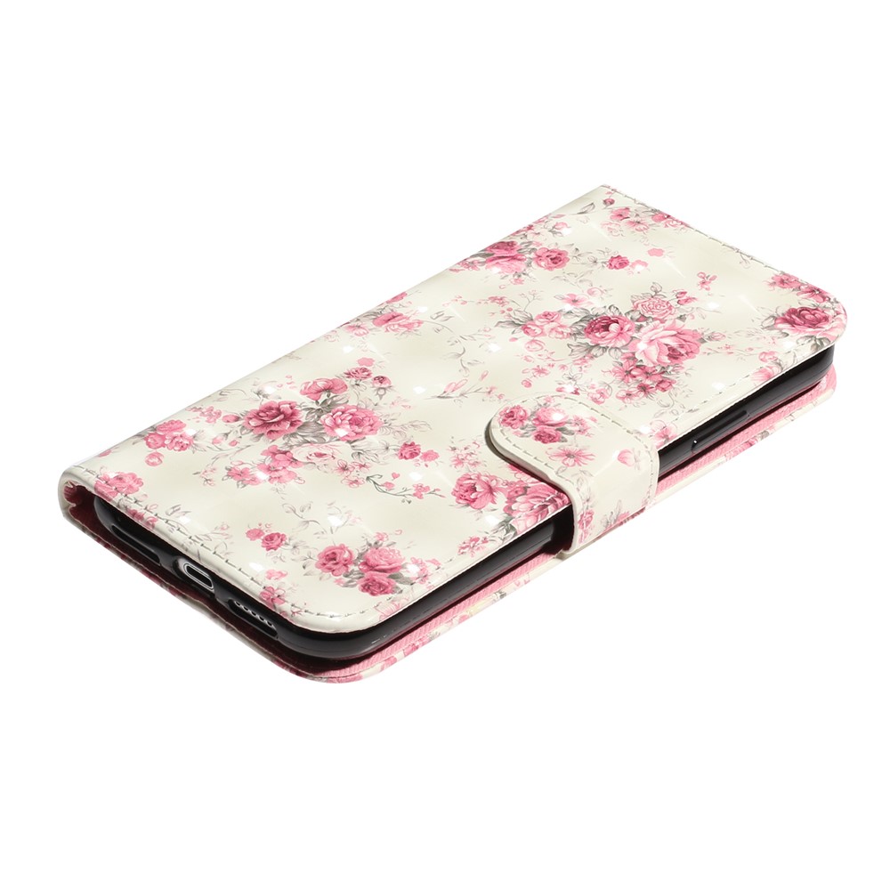 Motif de Décoration de Spot Léger du Portefeuille du Portefeuille Shell de Téléphone en Cuir Pour Iphone XR 6,1 Pouces - Fleurs