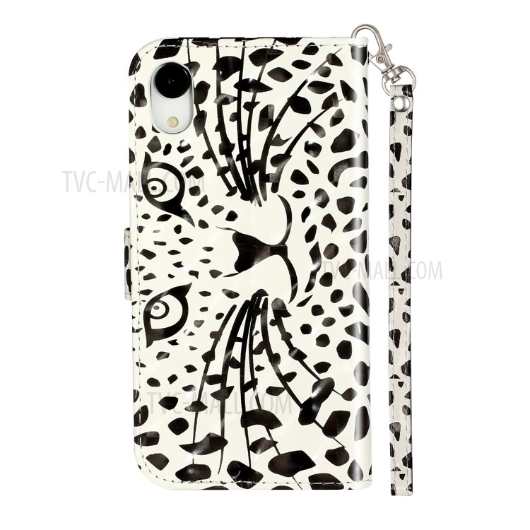 Light Spot Decor Pattern Printing Wallet Stand Leather Phone Shell for iPhone XR 6.1 inch - Leopard Face-4