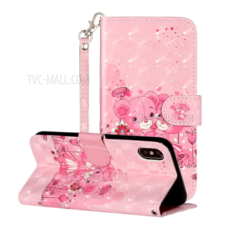 Light Spot Decor Pattern Printing Wallet Stand Leather Phone Cover for iPhone XS Max 6.5 inch - Bears-1