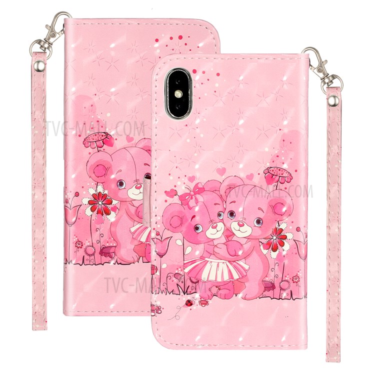 Light Spot Decor Pattern Printing Wallet Stand Leather Phone Cover for iPhone XS Max 6.5 inch - Bears-2