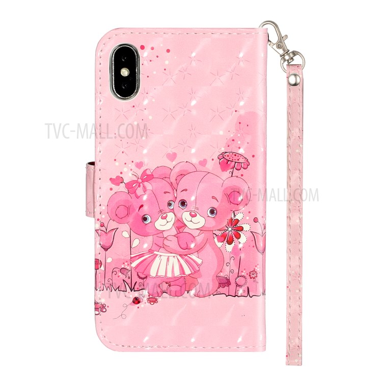 Light Spot Decor Pattern Printing Wallet Stand Leather Phone Cover for iPhone XS Max 6.5 inch - Bears-4