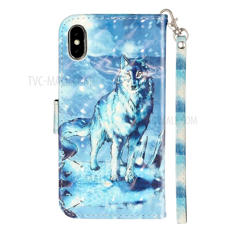 Light Spot Decor Pattern Printing Wallet Stand Leather Phone Cover for iPhone XS Max 6.5 inch - Wolf-4